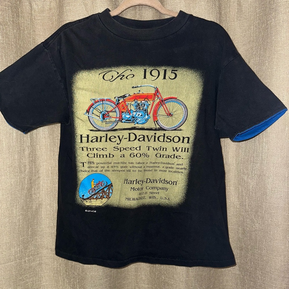 Harley Davidson Men's Black and Cream T-shirt
